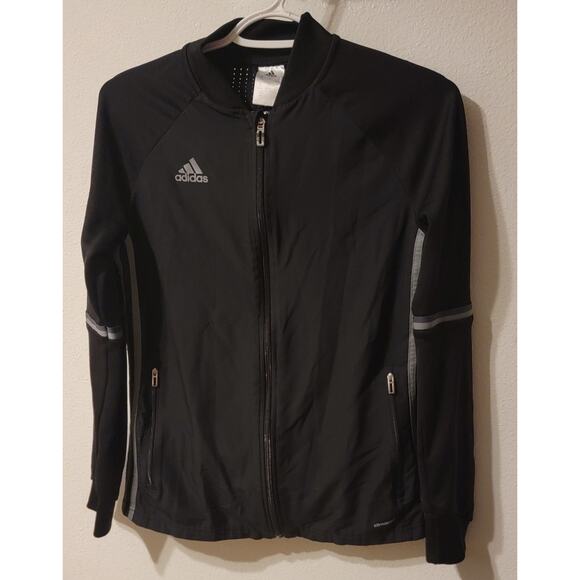 Adidas Womens Training Jacket Black White Small Logo Full Zip - Picture 7 of 8
